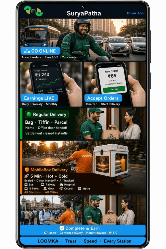SuryaPatha driver app overview