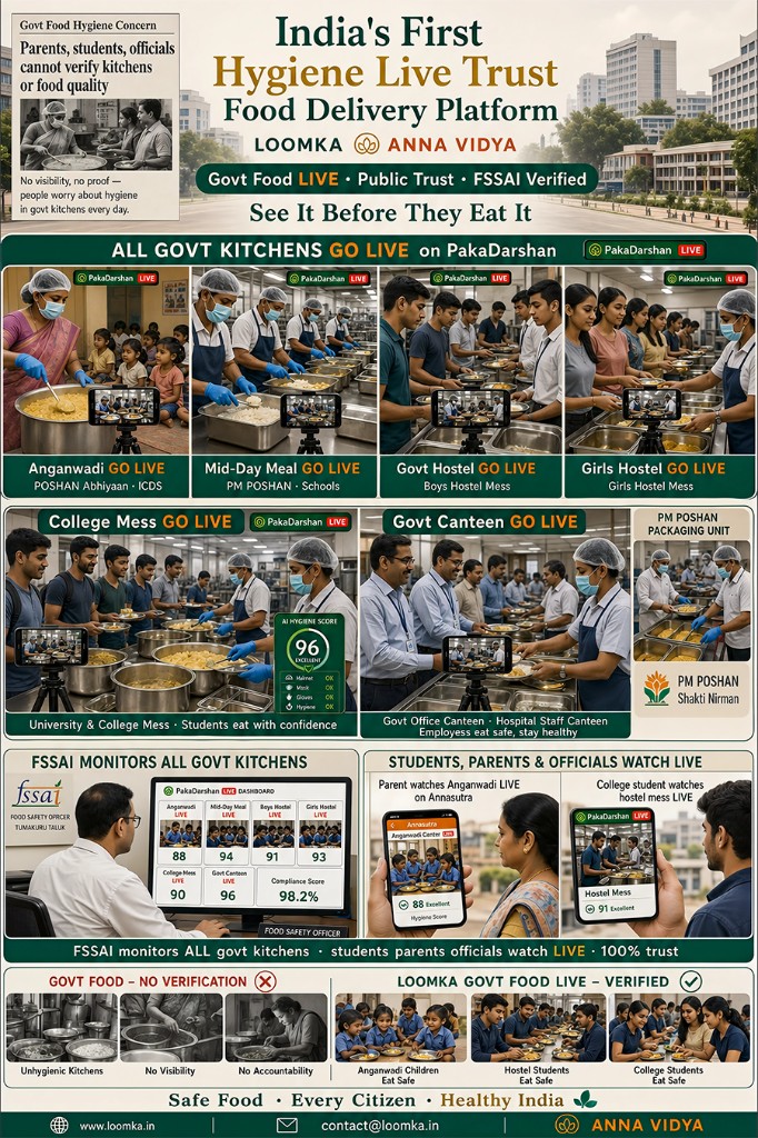 Government food live, Anganwadi, mid-day meal, hostel, and FSSAI monitoring