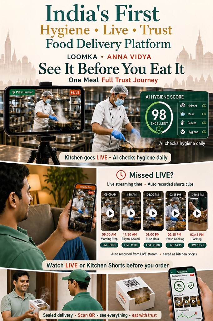 One meal, full trust journey, live kitchen, hygiene score, Kitchen Shorts, sealed delivery